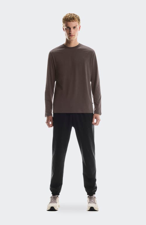 On Focus Lg Sleeve Pima Cott Blend T-shirt In Brown