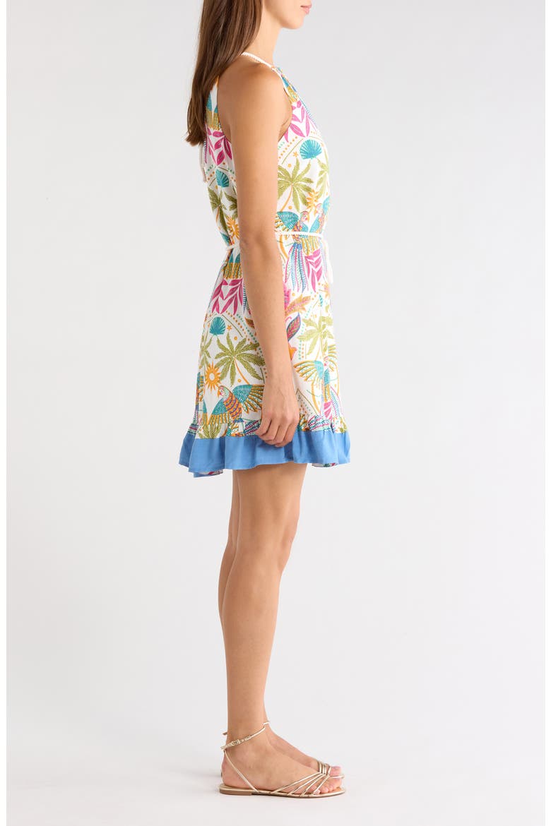 Malena Tie Waist Halter Minidress, Alternate, color, WHITE-MULTI