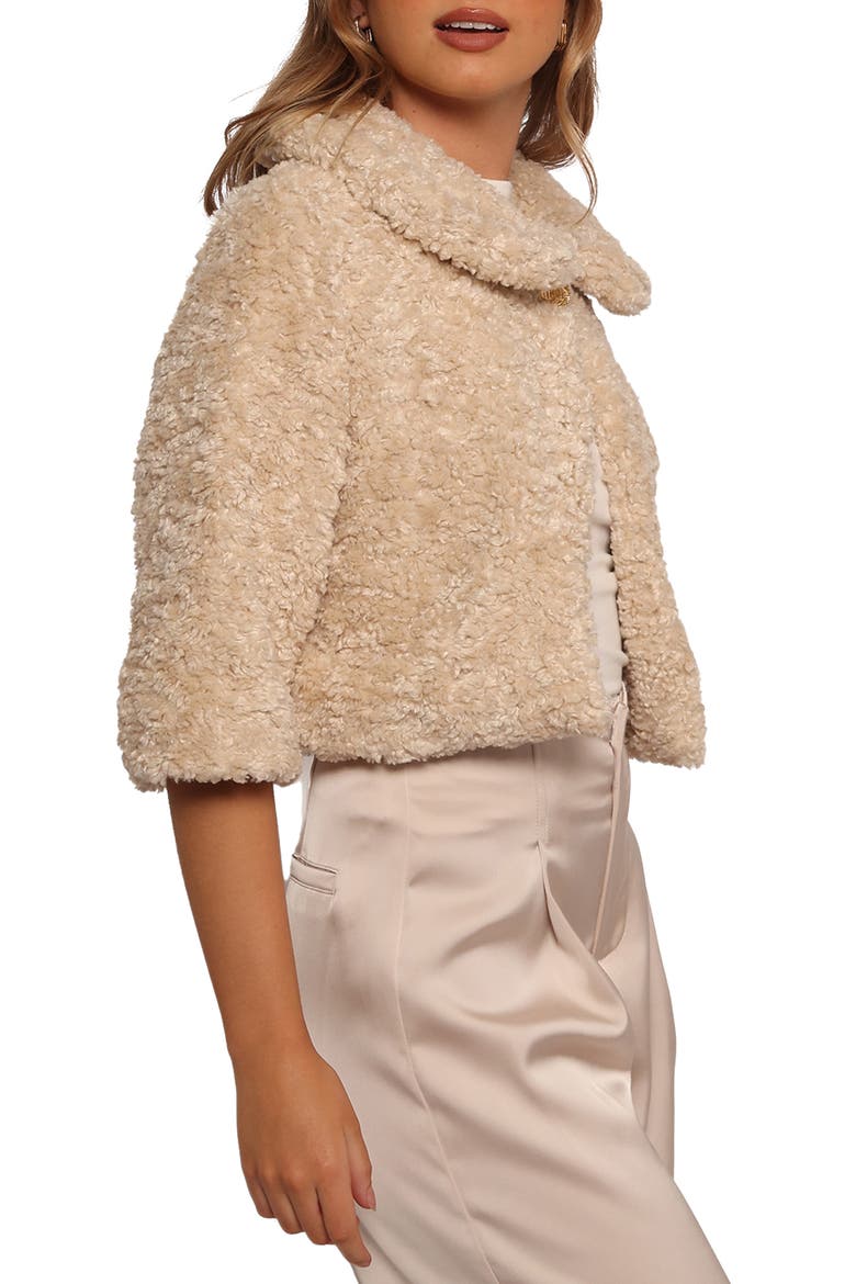 Lucie Faux Fur Crop Jacket, Alternate, color, CREAM