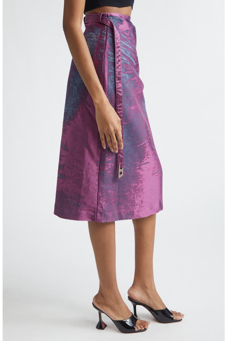 De-Sira Satin Denim Midi Pencil Skirt, Alternate, color, PURPLE