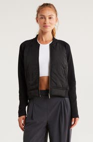Zella Seamless Mixed Media Bomber Jacket