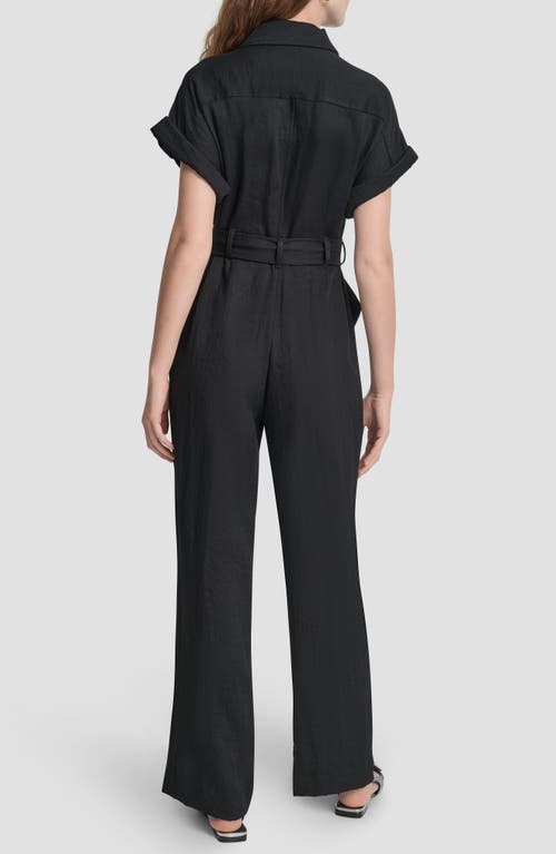 Dkny Twill Tie Waist Jumpsuit In Gold