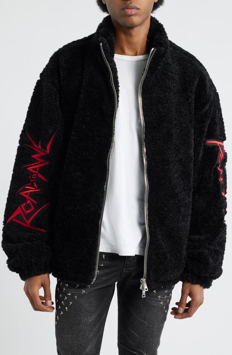 RtA Kye Venom Oversize Faux Shearling Jacket, Main, color, Black Venom