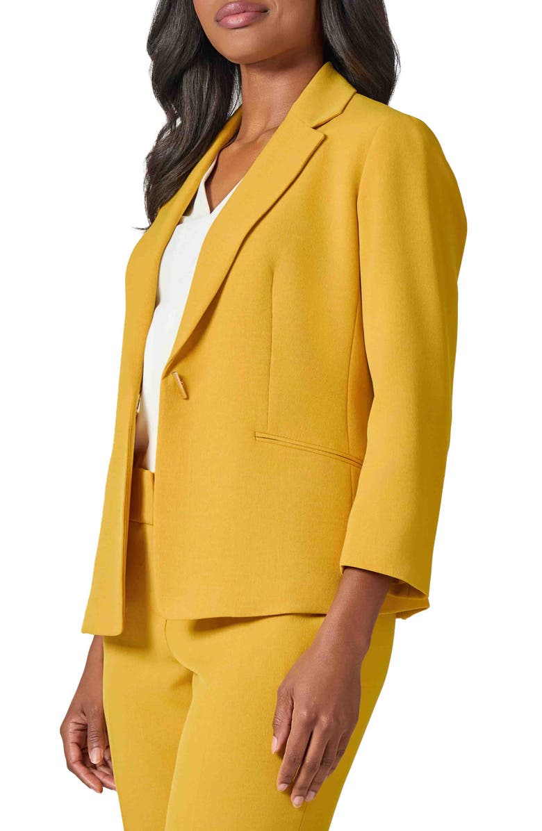 KASPER Eyelet One-Button Blazer, Alternate, color, Butterscotch