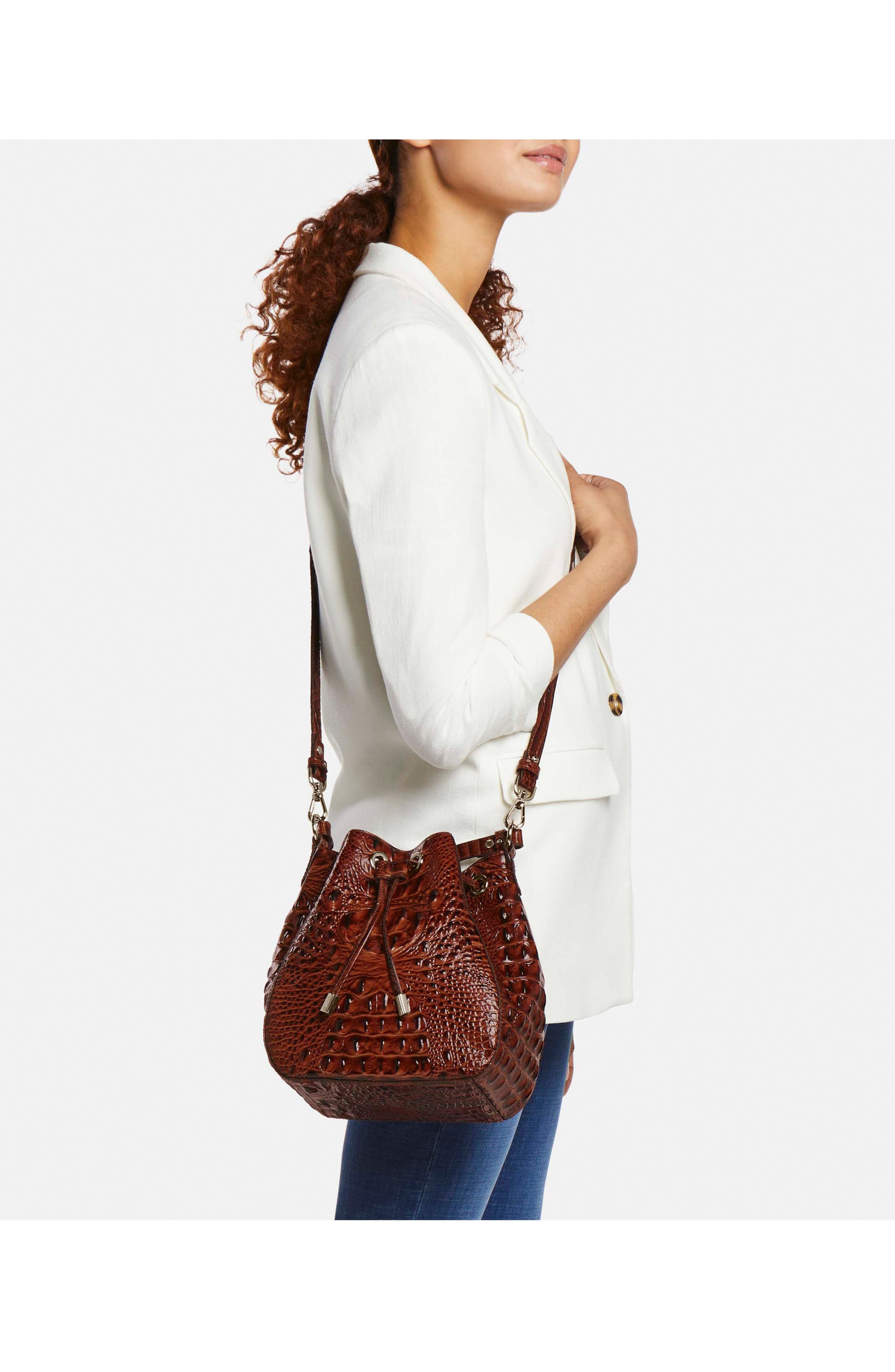 Brahmin Melinda Colorblocked Croc Embossed Leather Bucket Bag, Alternate, color, 