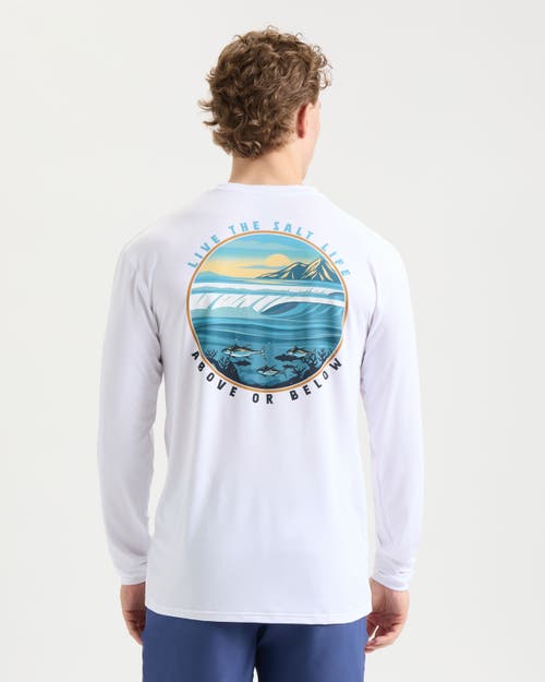 Salt Life Live Above Or Below Long Sleeve Performance Tee In White