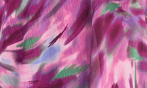 Maggy London Abstract Print Asymmetric Chiffon Midi Dress In Perri/purple