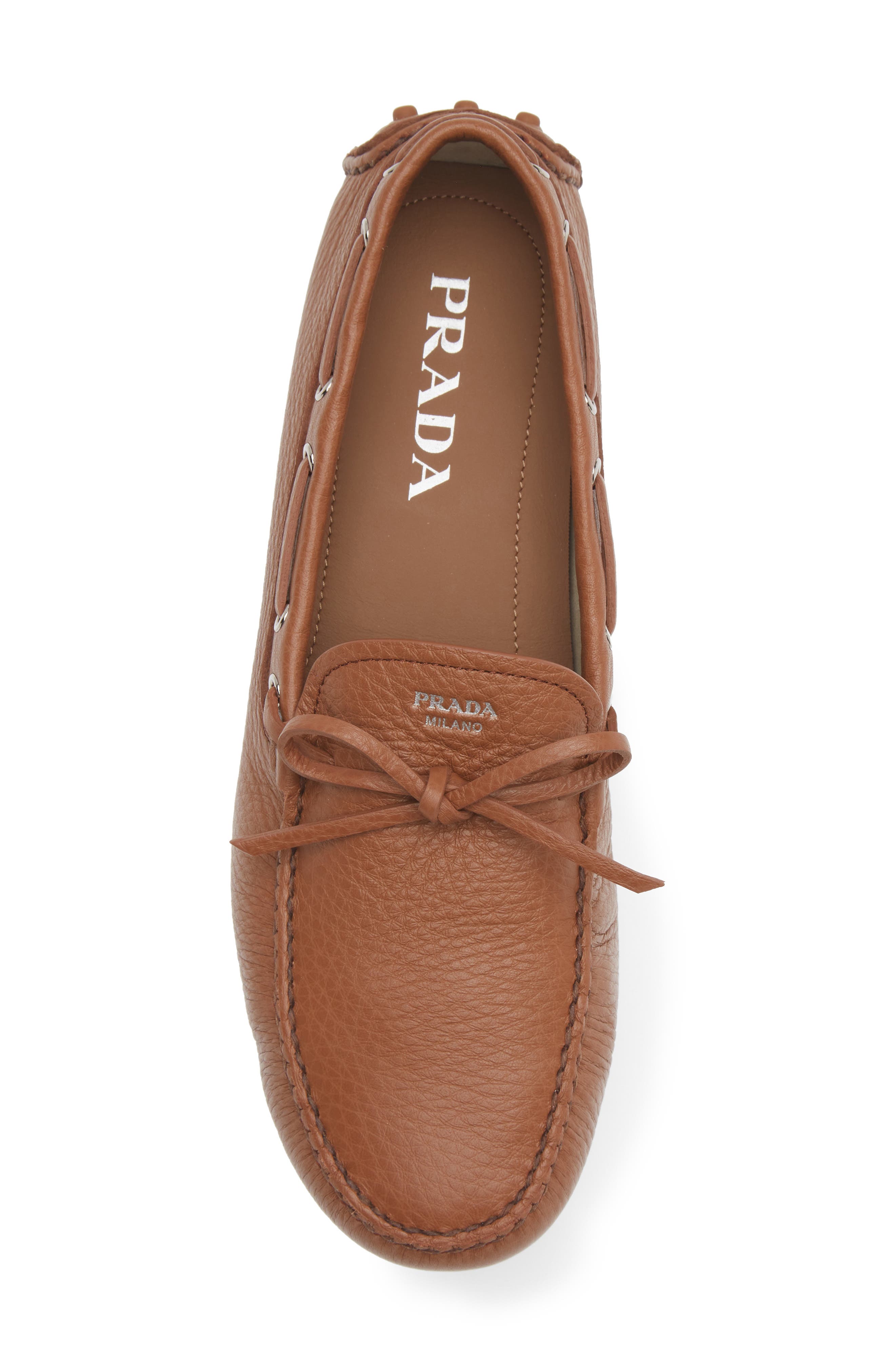 Prada Grid Driving Loafer, Alternate, color, Cognac