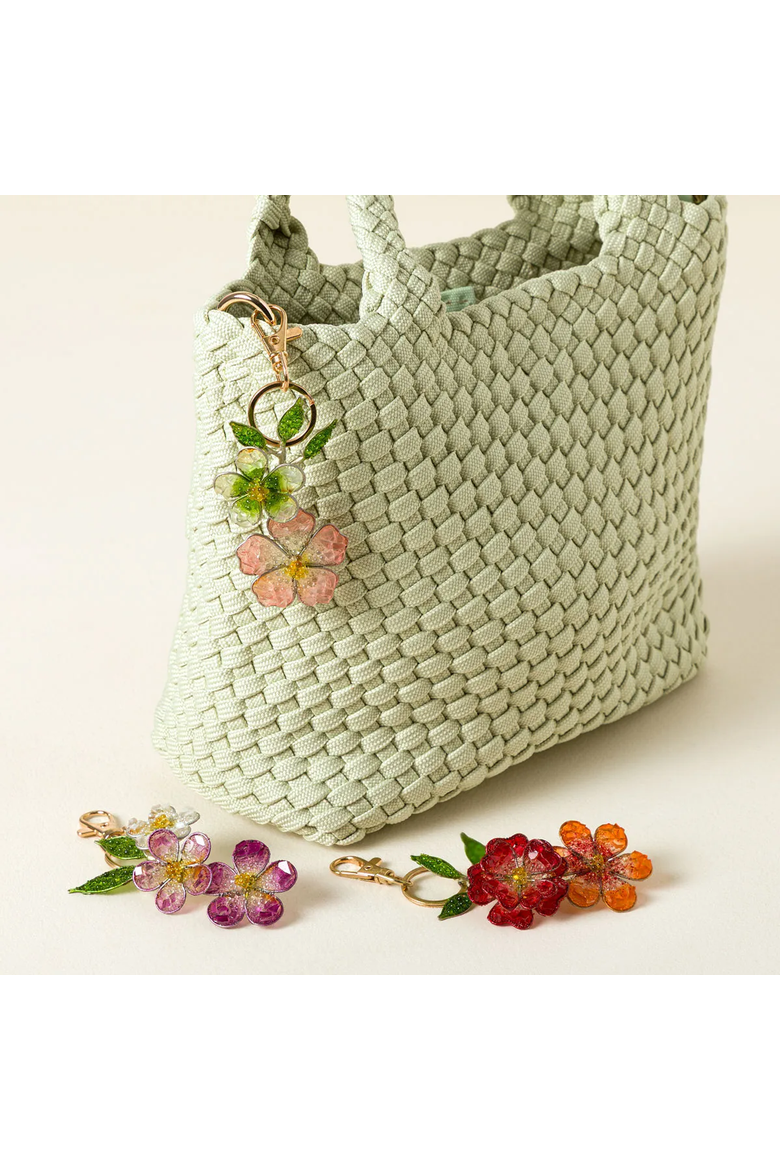 Handmade Wildflower Bag Charm, Alternate, color, Dahlia and Poppy Duo