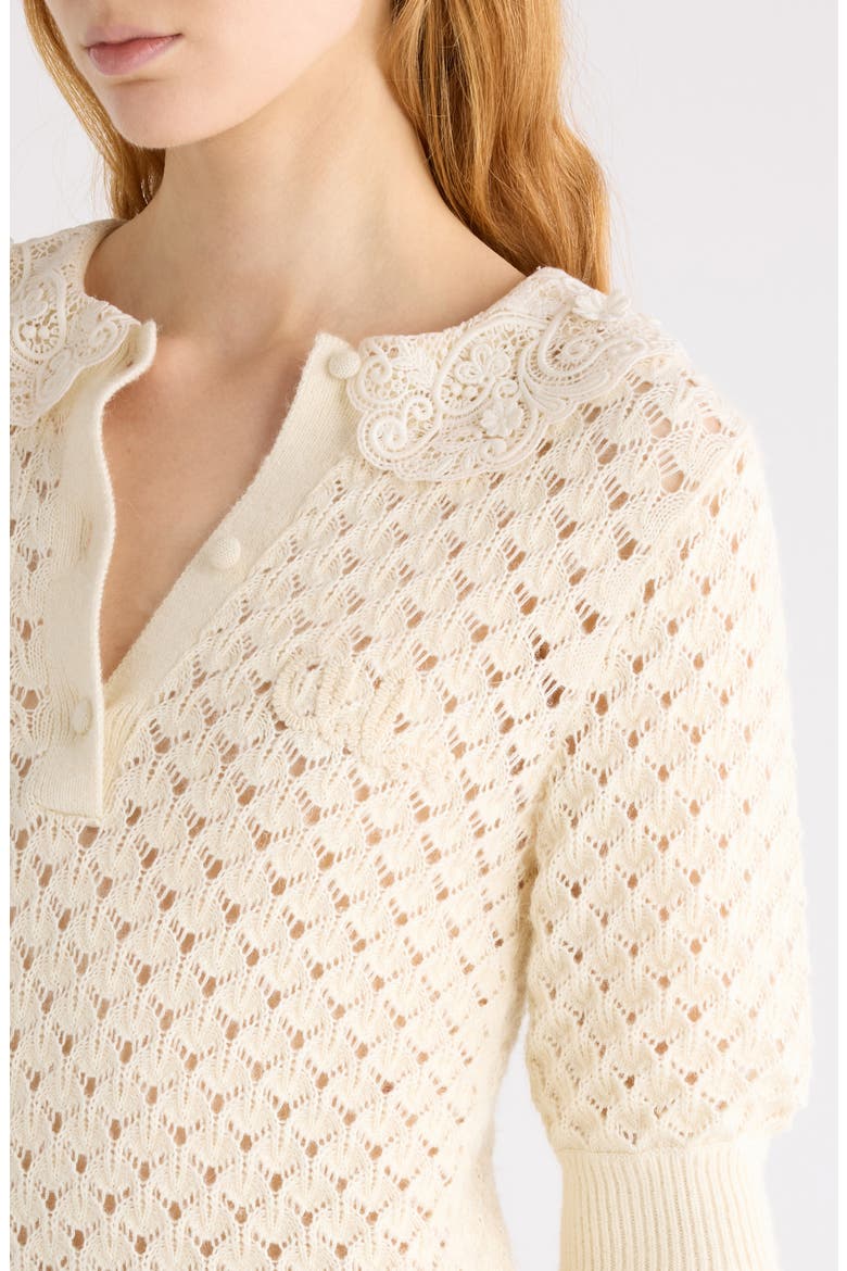 Pointelle Cotton, Alpaca & Silk Blend Sweater, Alternate, color, ICONIC MILK