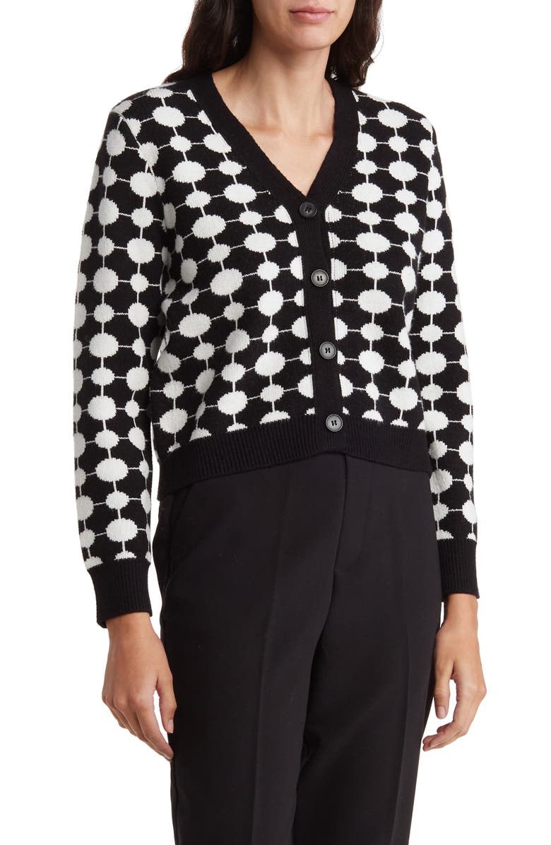 Renee C Dot Button Front Crop Cardigan, Main, color, 