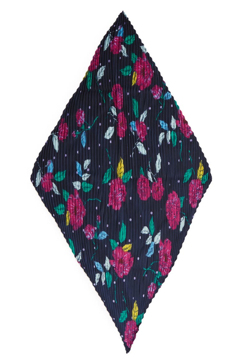 Plissé Kite Scarf, Alternate, color, NAVY POLKA BLOOMS