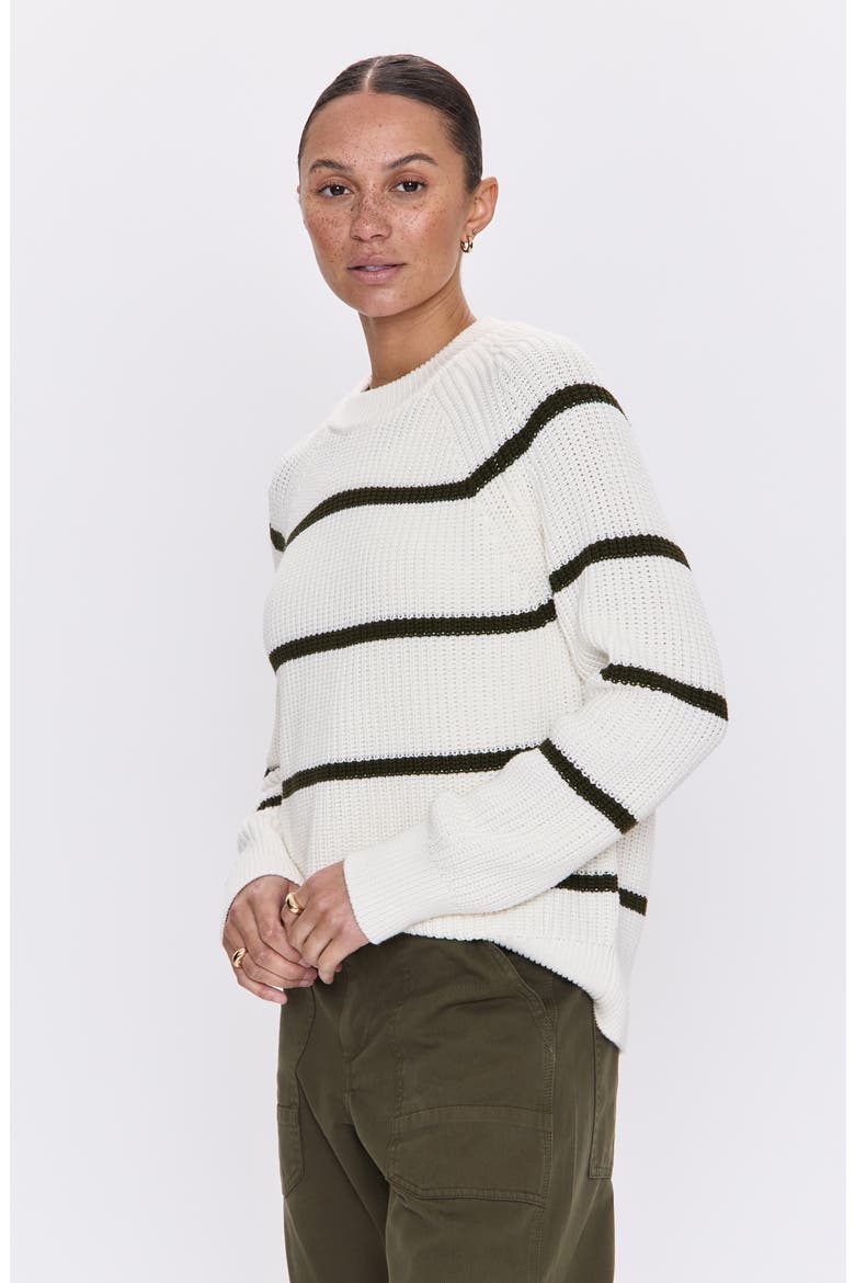 Edie Stripe Cotton Sweater, Alternate, color, OLIVE STRIPE