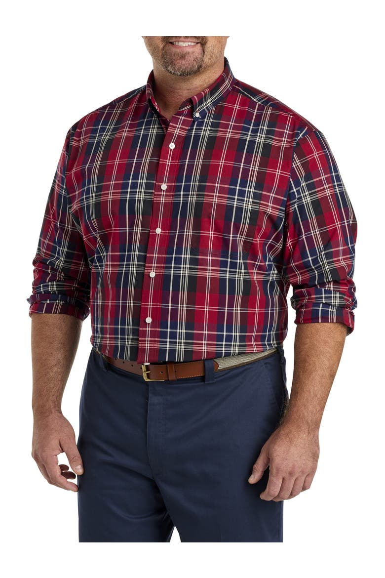 Big & Tall Large Plaid Sport Shirt, Main, color, RED