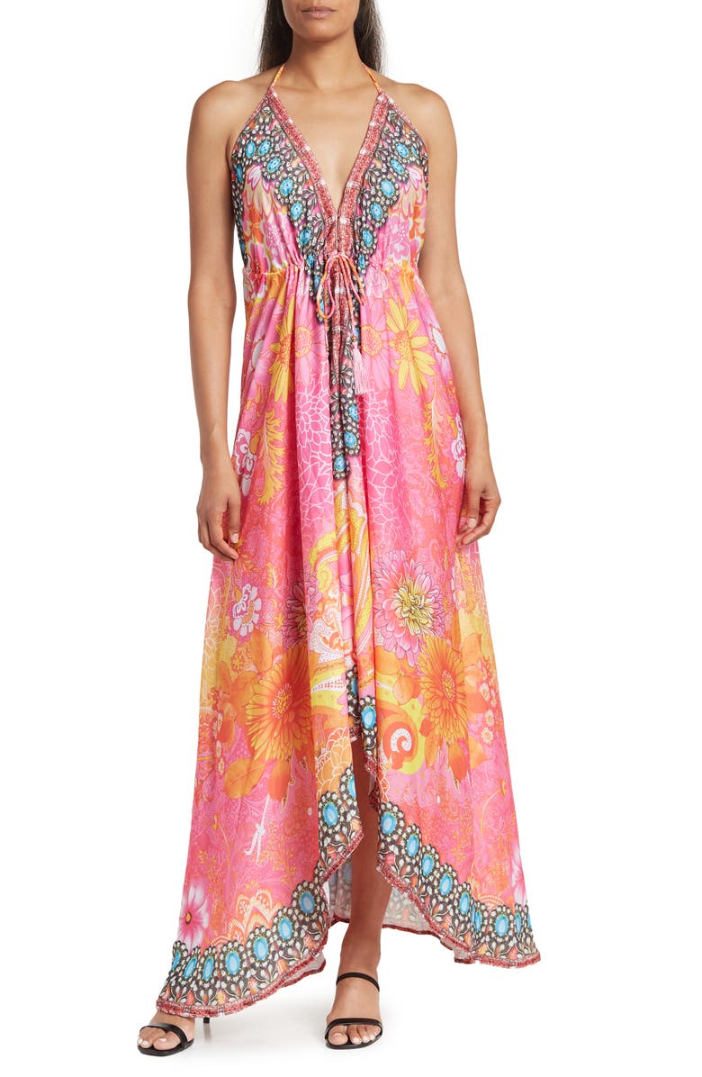RANEES Bright Printed Halter Dress, Main, color, 