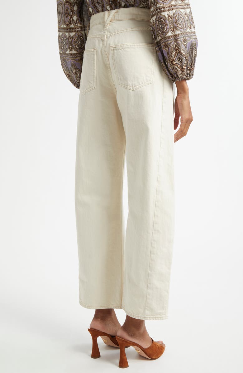 Veronica Beard Ryder Saddle Barrel Jeans, Alternate, color, Ecru