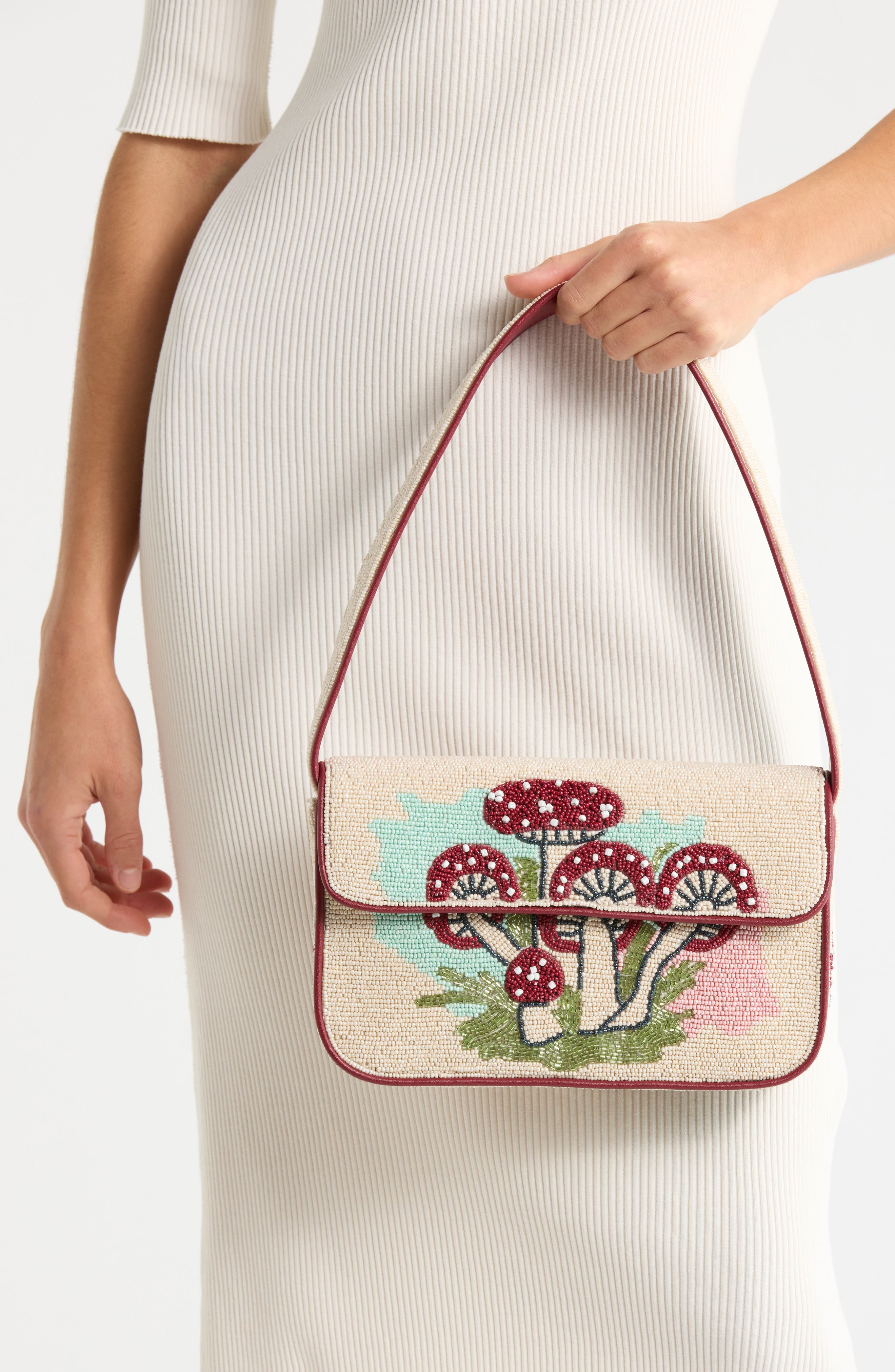 Tommy Beaded Shoulder Bag, Alternate, color, MUSHROOM TEA