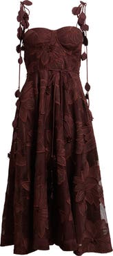 CIEBON Emilia Bustier Lace Midi Cocktail Dress