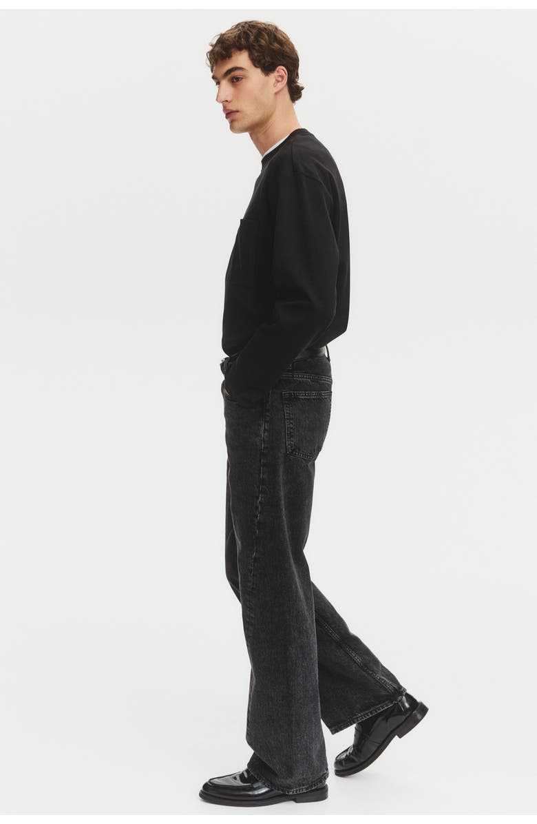 H&M Loose-fit straight twisted-leg jeans, Alternate, color, Denim Black