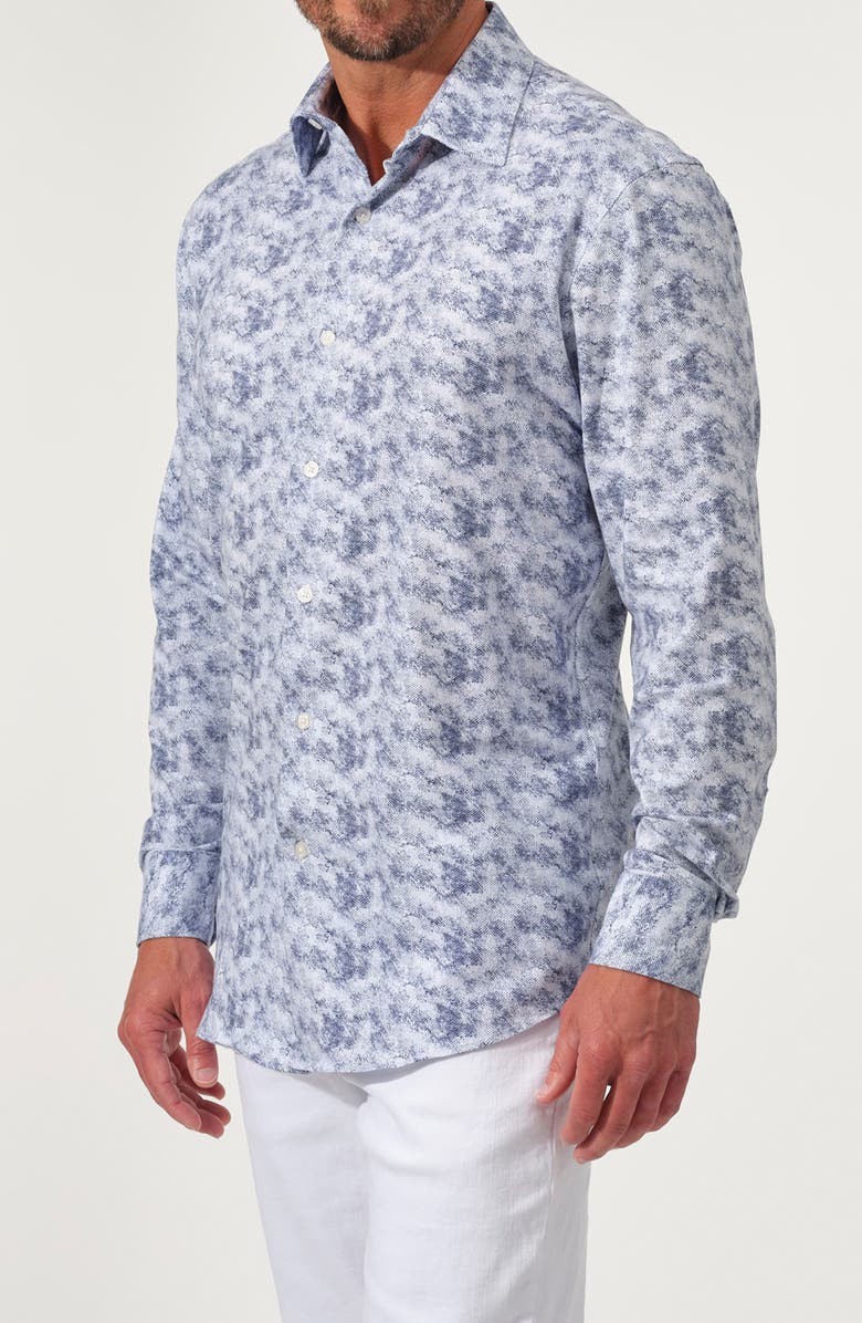 STUDIO GARNET LOS ANGELES Dynamic Comfort Knit Button-Up Shirt, Alternate, color, Indigo