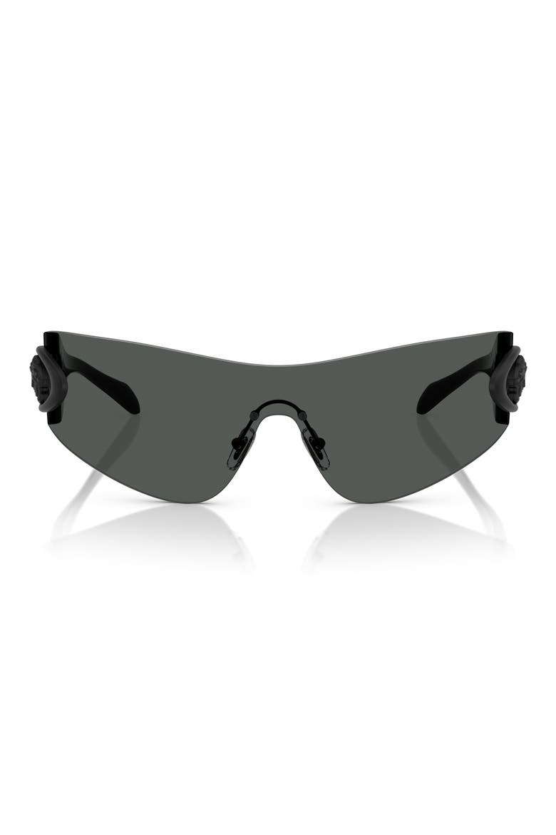 Eclipse 142mm Rimless Wrap Shield Sunglasses, Main, color, DARK GREY