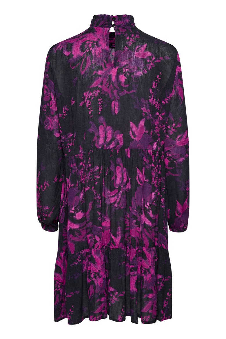 Karikka Dress Long Sleeves High Neck, Alternate, color, Black/Purple Painted