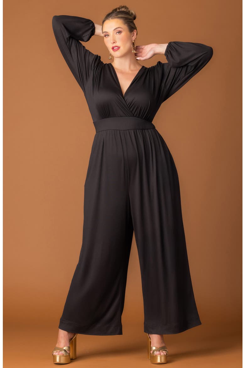 Brigitte Long Sleeve Jumpsuit, Alternate, color, BLACK NOIR