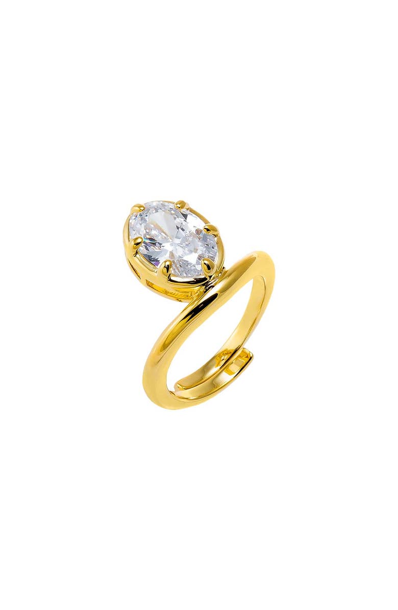 BY ADINA EDEN CZ Oval Bezel Adjustable Statement Ring, Main, color, Gold