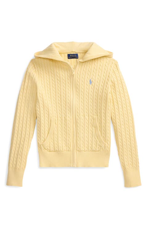 Kids' Cotton Cable Zip-Up Sweater Hoodie (Big Kid)