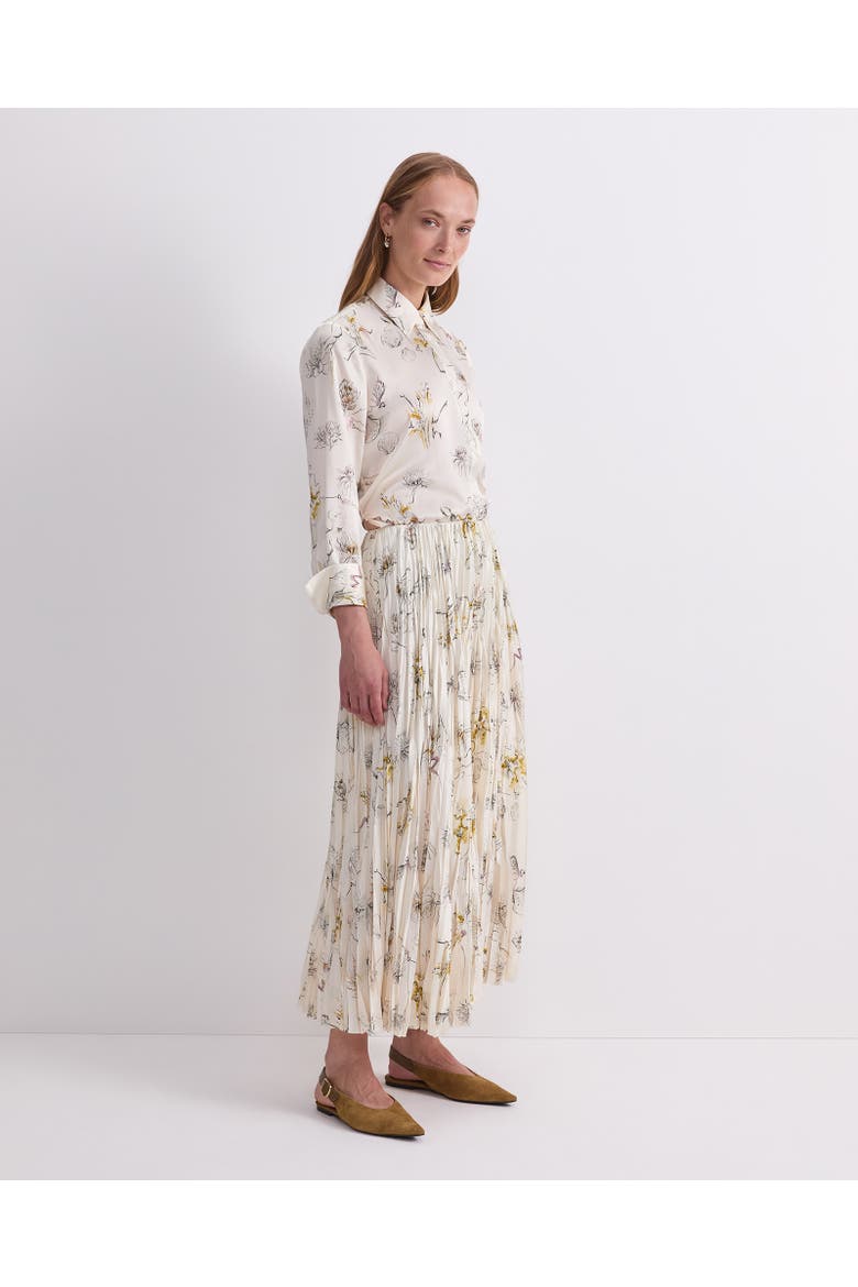 Yara Floral Pleated Midi Skirt, Alternate, color, Multi White