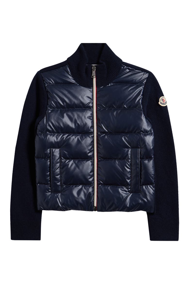 Kids' Wool Knit & Quilted Down Cardigan, Main, color, BLUE NAVY