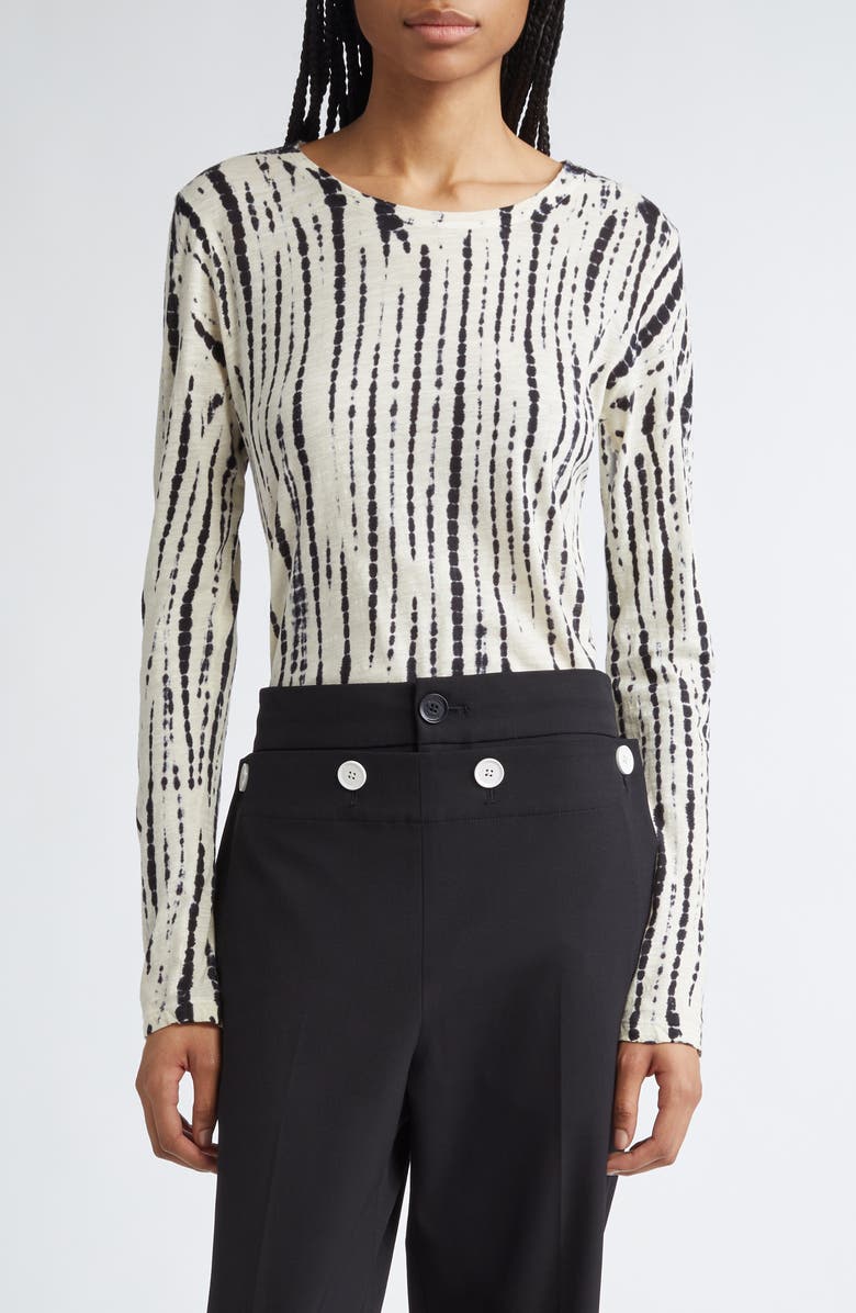 Proenza Schouler Mia Tie Dye Long Sleeve Cotton Tissue T-Shirt, Main, color,
