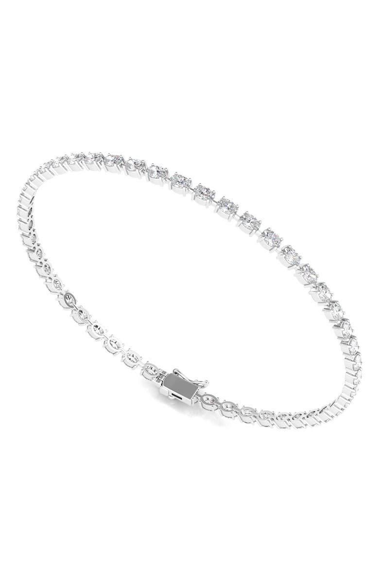 HauteCarat Oval Cut Lab Created Diamond Tennis Bracelet, Alternate, color, 6.20 Ctw White Gold