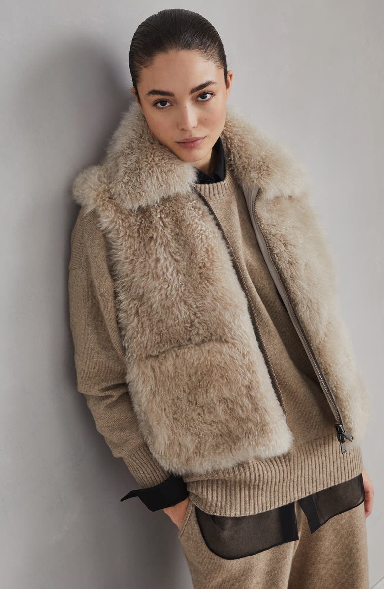Brunello Cucinelli Shearling reversible vest, Alternate, color, 