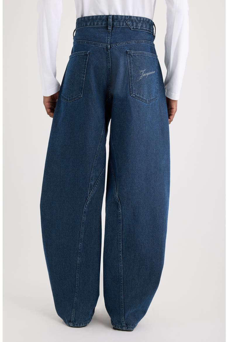 Le de-Nîmes Espiral Twisted Seam Barrel Leg Jeans, Alternate, color, NAVY