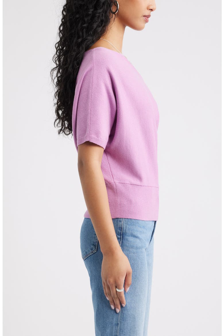 One-Shoulder Short Sleeve Sweater, Alternate, color, PINK GALE