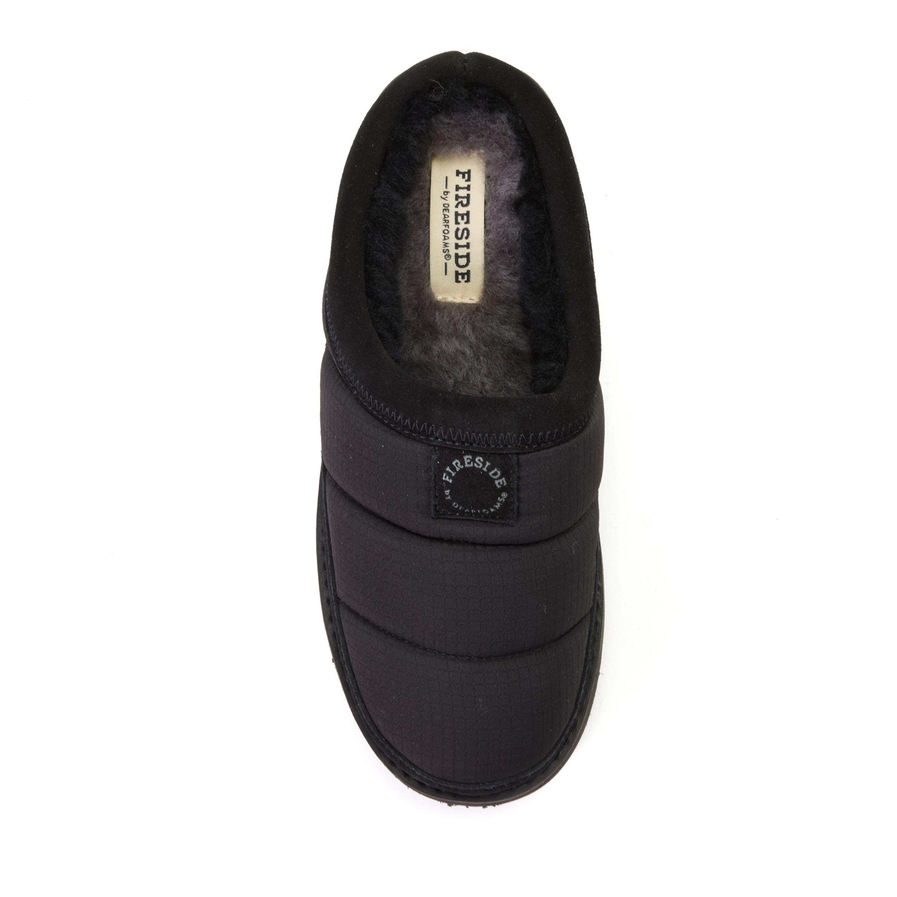 Dearfoams Fireside Greta Sport Nylon Puff Water Repellent Clog, Alternate, color, Black