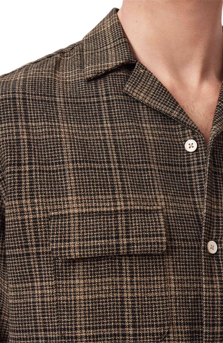 AllSaints Saru Plaid Cotton Button-Up Shirt, Alternate, color, Black/ Brown