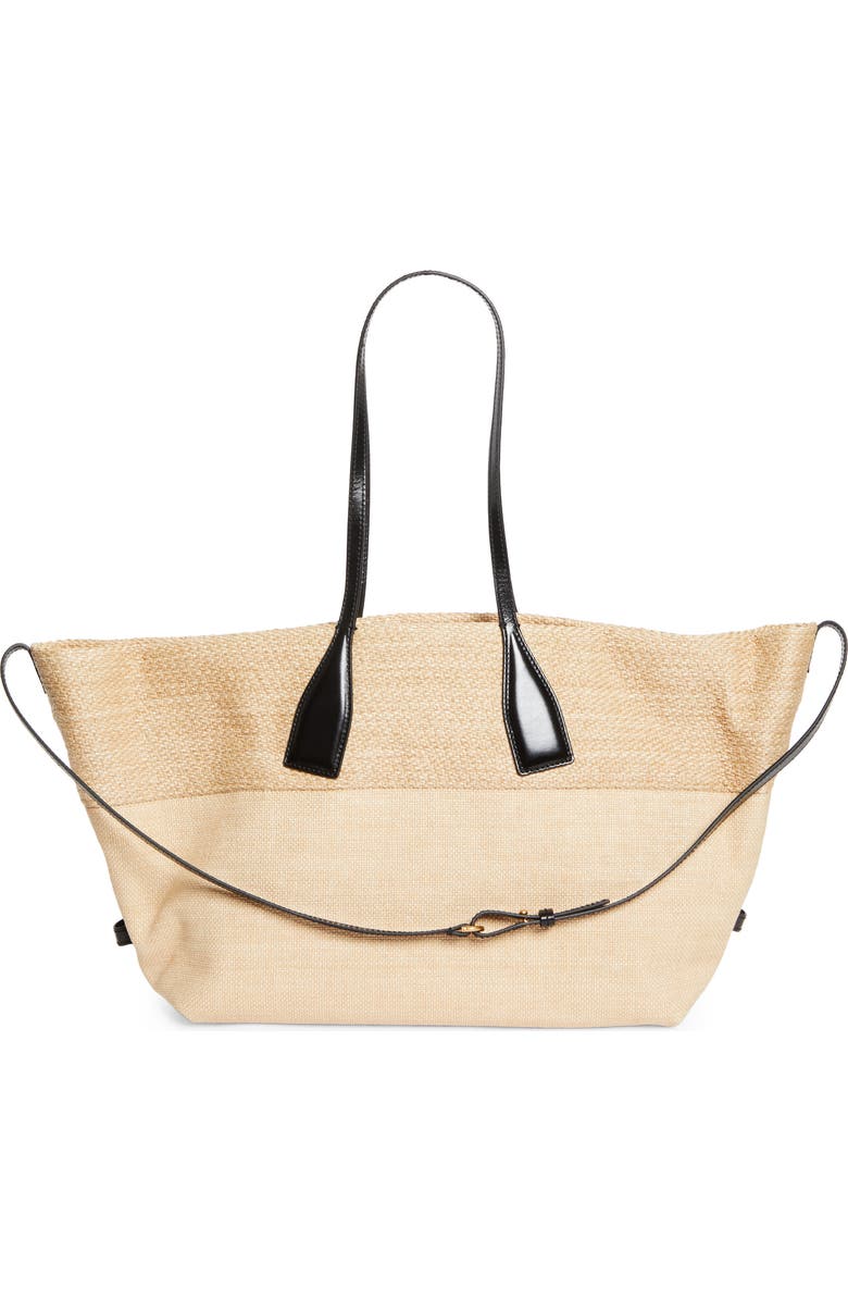 Balmain Track Raffia & Jacquard Tote, Alternate, color,