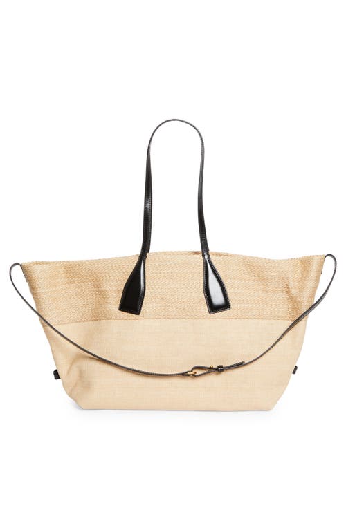 Balmain Track Raffia & Jacquard Tote In Gray
