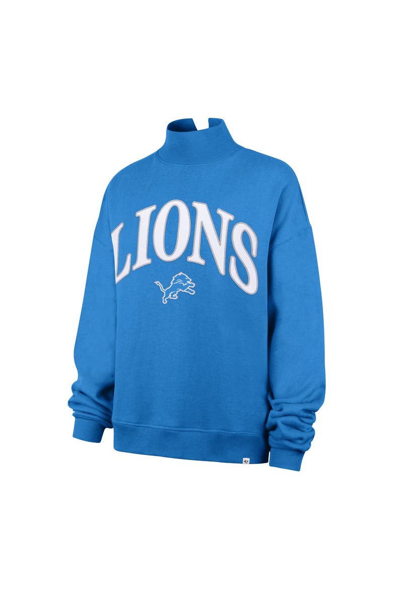 Women's '47 Blue Detroit Lions Oversized Vantage Mock Neck Sweatshirt, Alternate, color, Blue