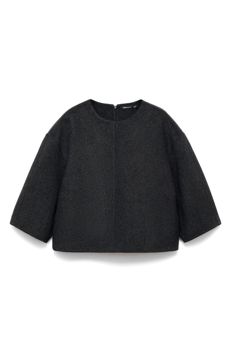 MANGO Selection Boxy Wool Blend Top, Main, color, Gray