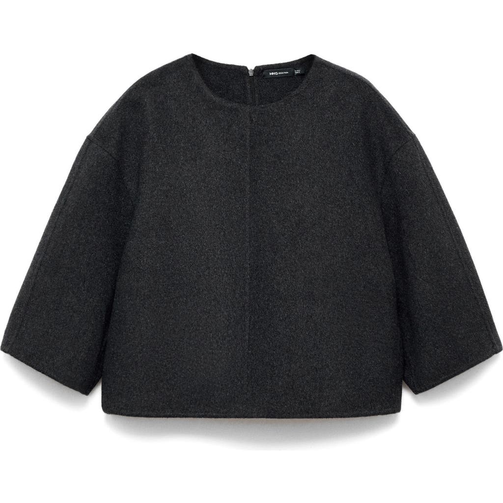 Mango Boxy Wool Blend Top In Animal Print