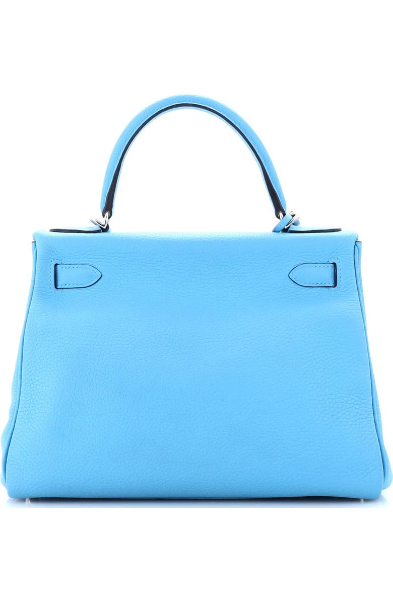 Pre-Owned Hermes Kelly Handbag Blue Clemence with Palladium Hardware 28, Alternate, color, Bleu Du Nord