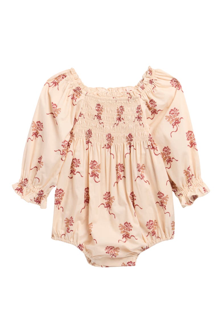 Kids' Autumn Floral Cotton Romper, Main, color, RUBY