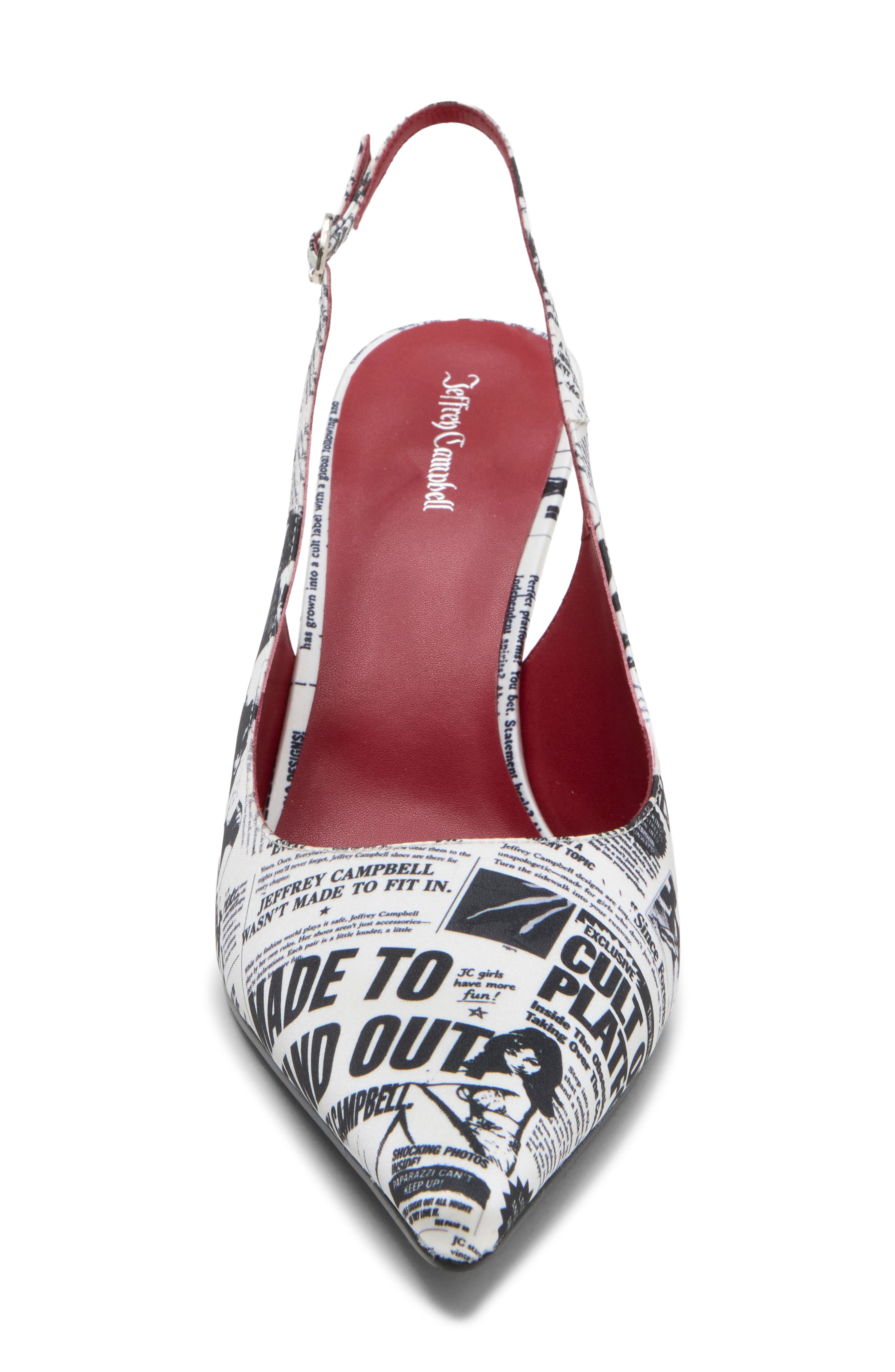 Milly Slingback Pump, Alternate, color, BLACK WHITE NEWSPAPER