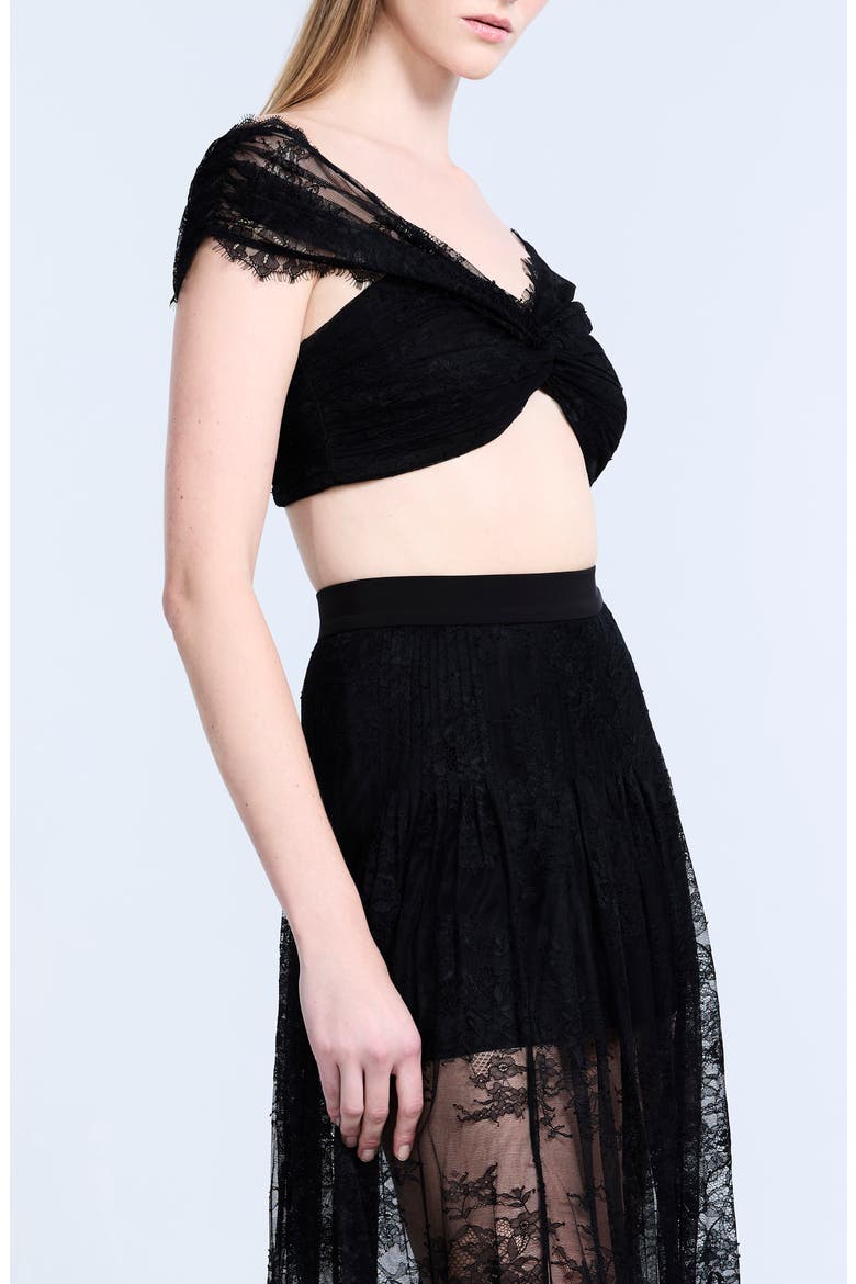 Twist Lace Crop Top, Alternate, color, BLACK