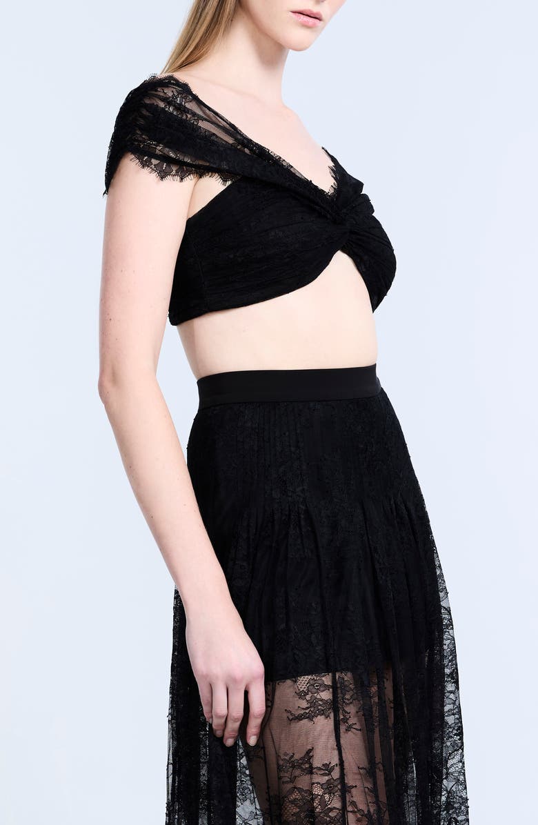 BCBGMAXAZRIA Twist Lace Crop Top, Alternate, color, Black