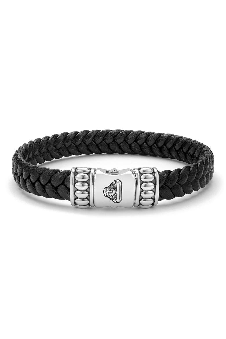 Men's Anthem Leather Bracelet, Alternate, color, SILVER