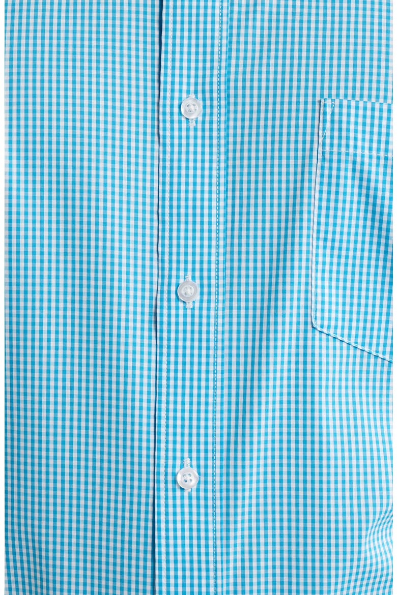 Regular Fit Teal Gingham Check Cotton Button-Down Oxford Shirt, Alternate, color, TEAL